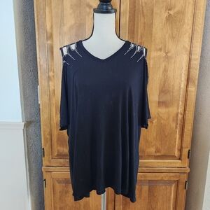 Vocal USA Black Bedazzled Top | 3X